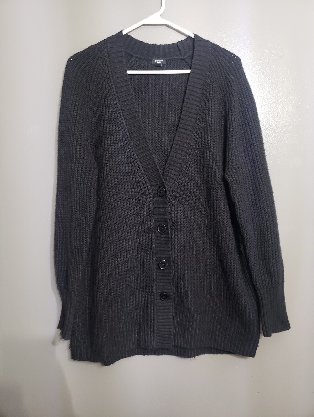 Express Womens Knit Cardigan Sweater Oversized Size Small Black 2% Wool 2023